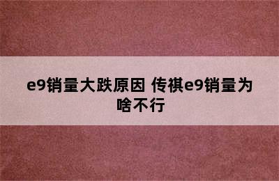 e9销量大跌原因 传祺e9销量为啥不行